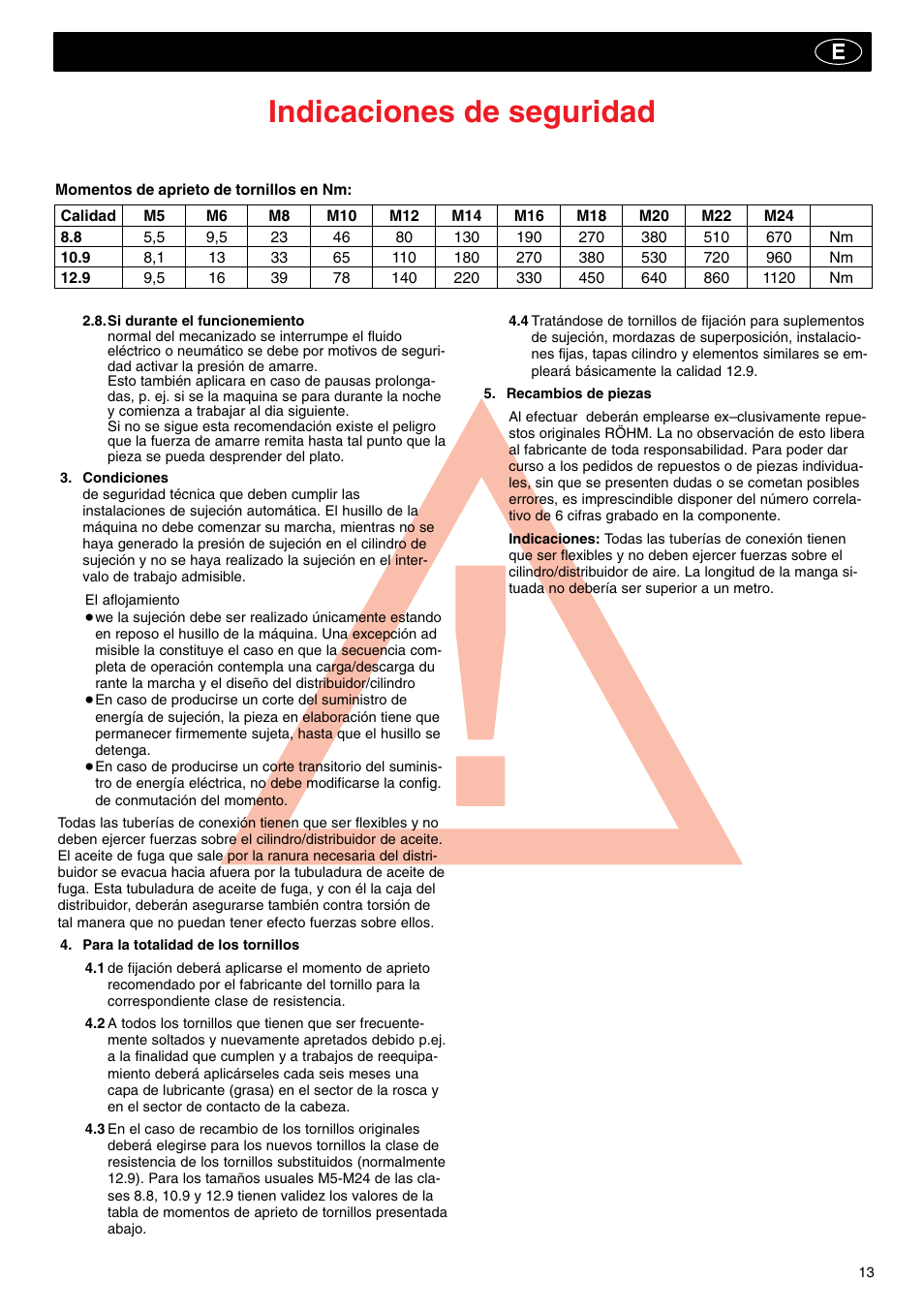 Indicaciones de seguridad | ROHM SZS-E - Oil operated actuating cylinders with through-hole User Manual | Page 13 / 22