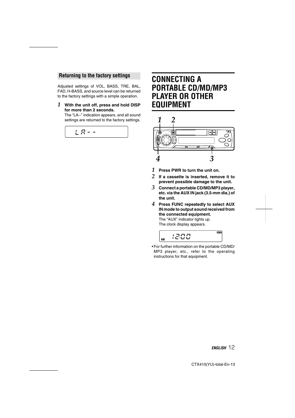 Aiwa CT-X410 YU User Manual | Page 13 / 44