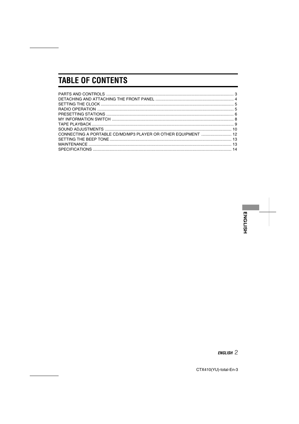 Aiwa CT-X410 YU User Manual | Page 3 / 44