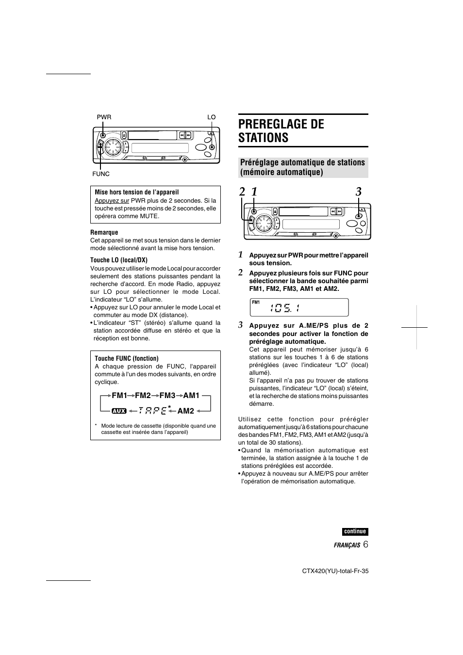 Prereglage de stations | Aiwa CT-X410 YU User Manual | Page 35 / 44