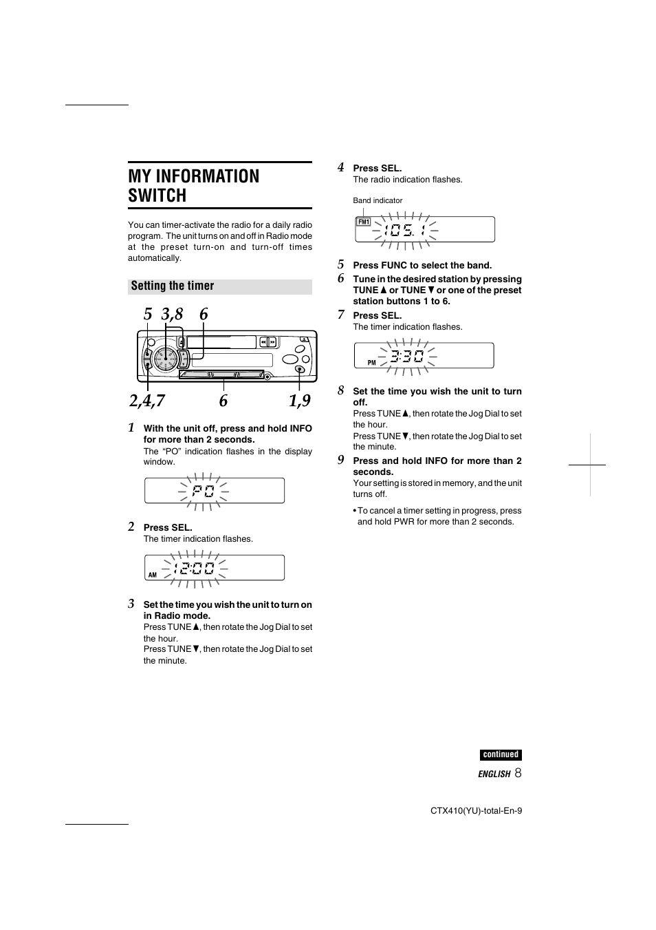 My information switch | Aiwa CT-X410 YU User Manual | Page 9 / 44