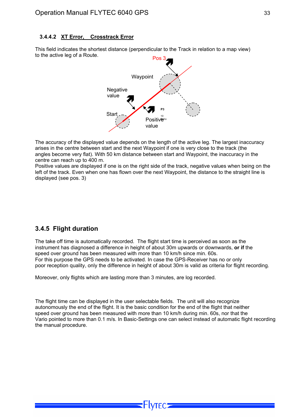 2 xt error, crosstrack error, 5 flight duration, Xt error, crosstrack error | Flight duration | Flytec 6040 * User Manual | Page 35 / 57