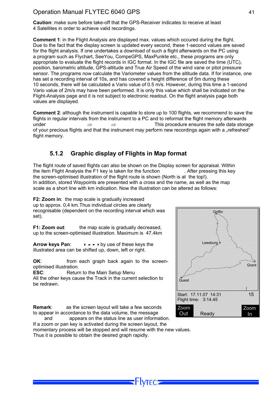 2 graphic display of flights in map format, Graphic display of flights in map format, Operation manual flytec 6040 gps | Flytec 6040 * User Manual | Page 43 / 57