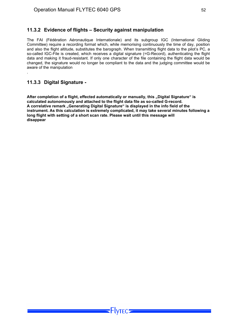 3 digital signature, Digital signature | Flytec 6040 * User Manual | Page 54 / 57