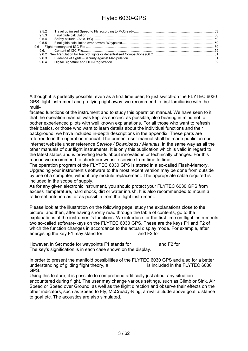 Flytec 6030-gps, 1 introduction | Flytec 6030 * User Manual | Page 3 / 62