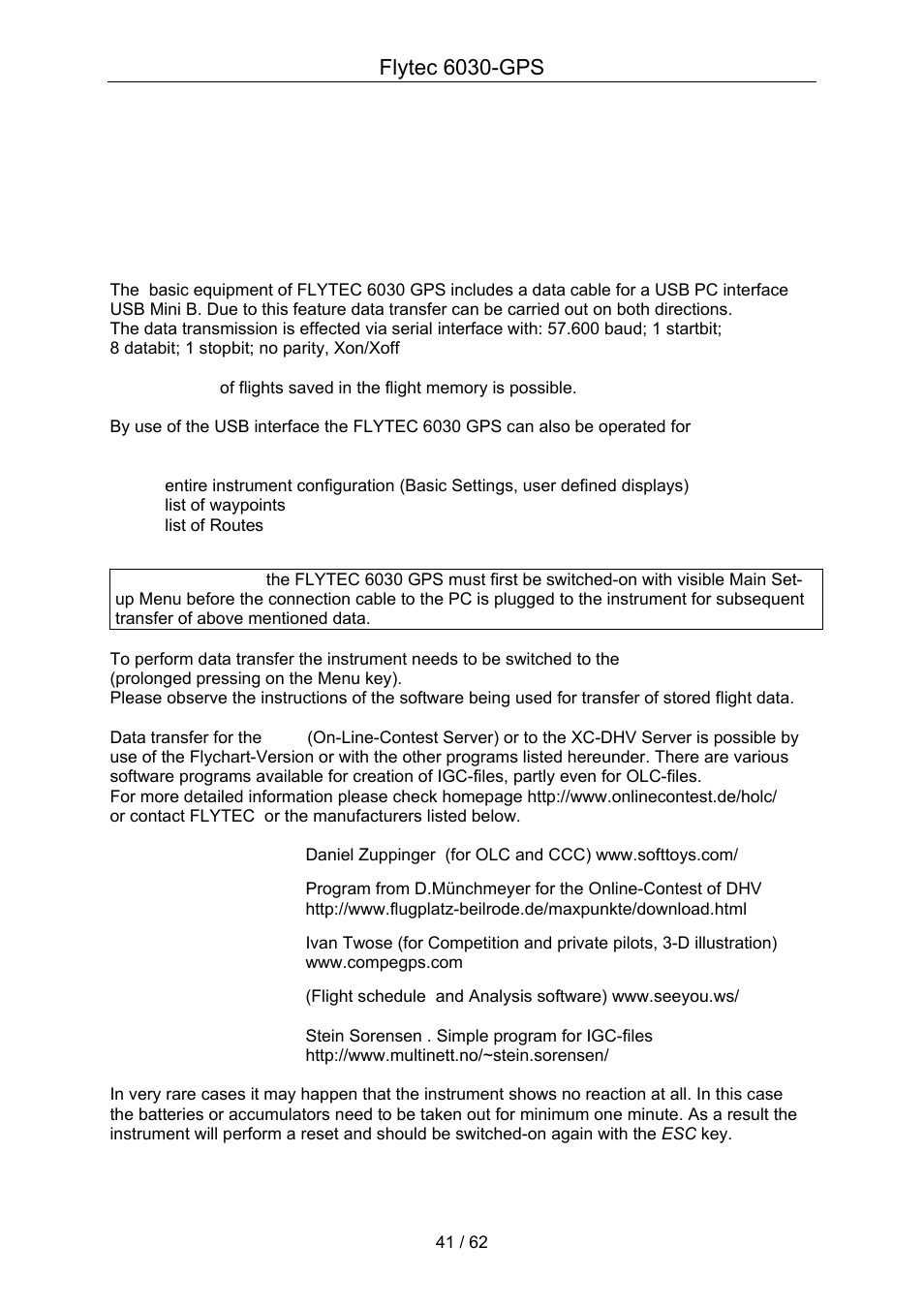 Flytec 6030-gps, 2 data exchange via pc | Flytec 6030 * User Manual | Page 41 / 62