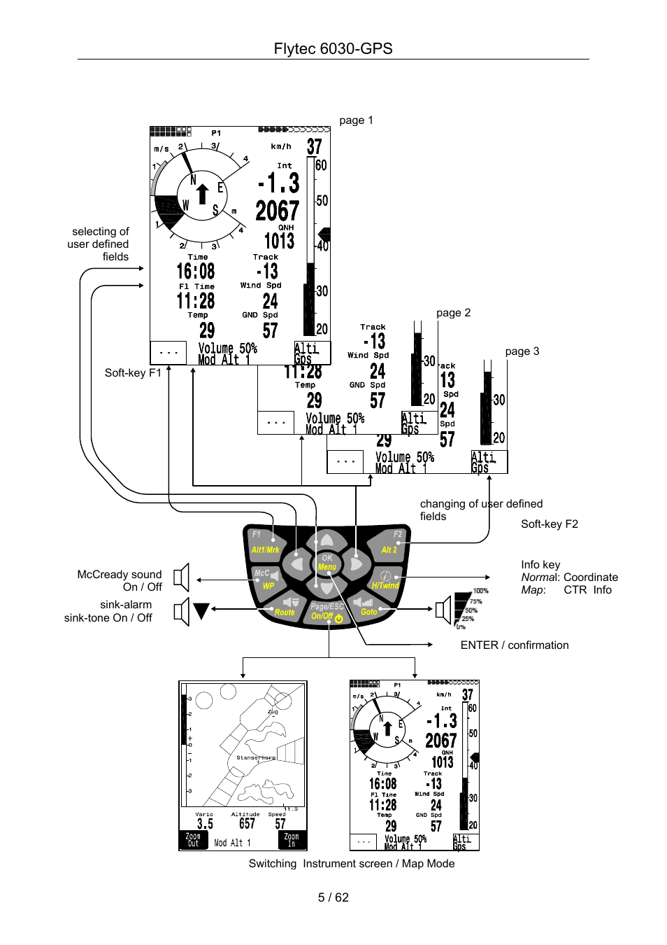 Flytec 6030-gps, Display indications defined by user | Flytec 6030 * User Manual | Page 5 / 62