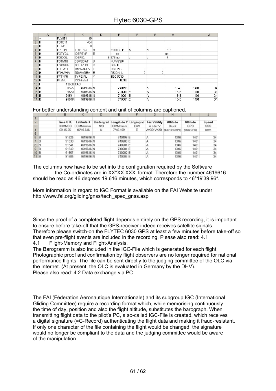 Flytec 6030-gps | Flytec 6030 * User Manual | Page 61 / 62
