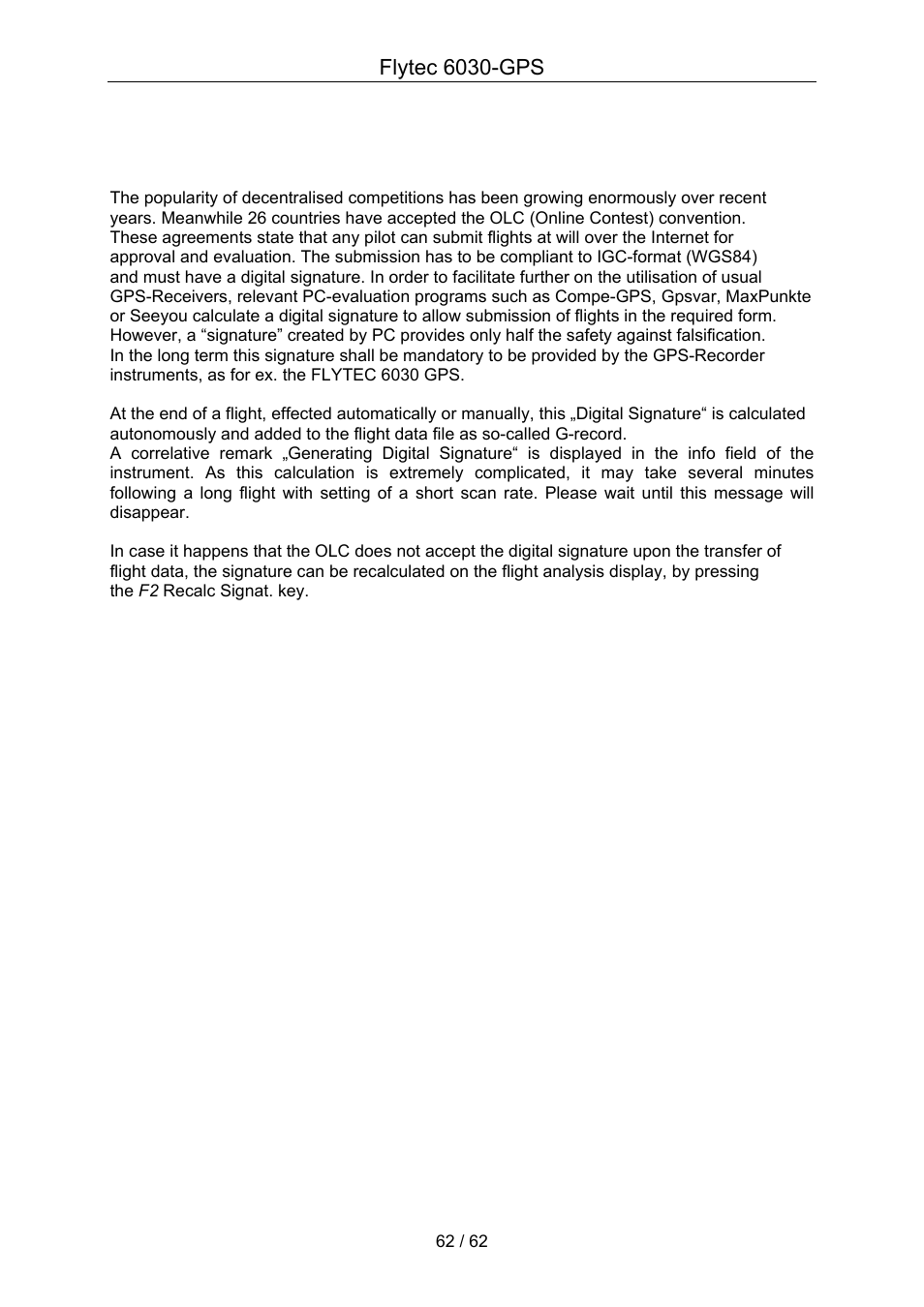 Flytec 6030-gps | Flytec 6030 * User Manual | Page 62 / 62