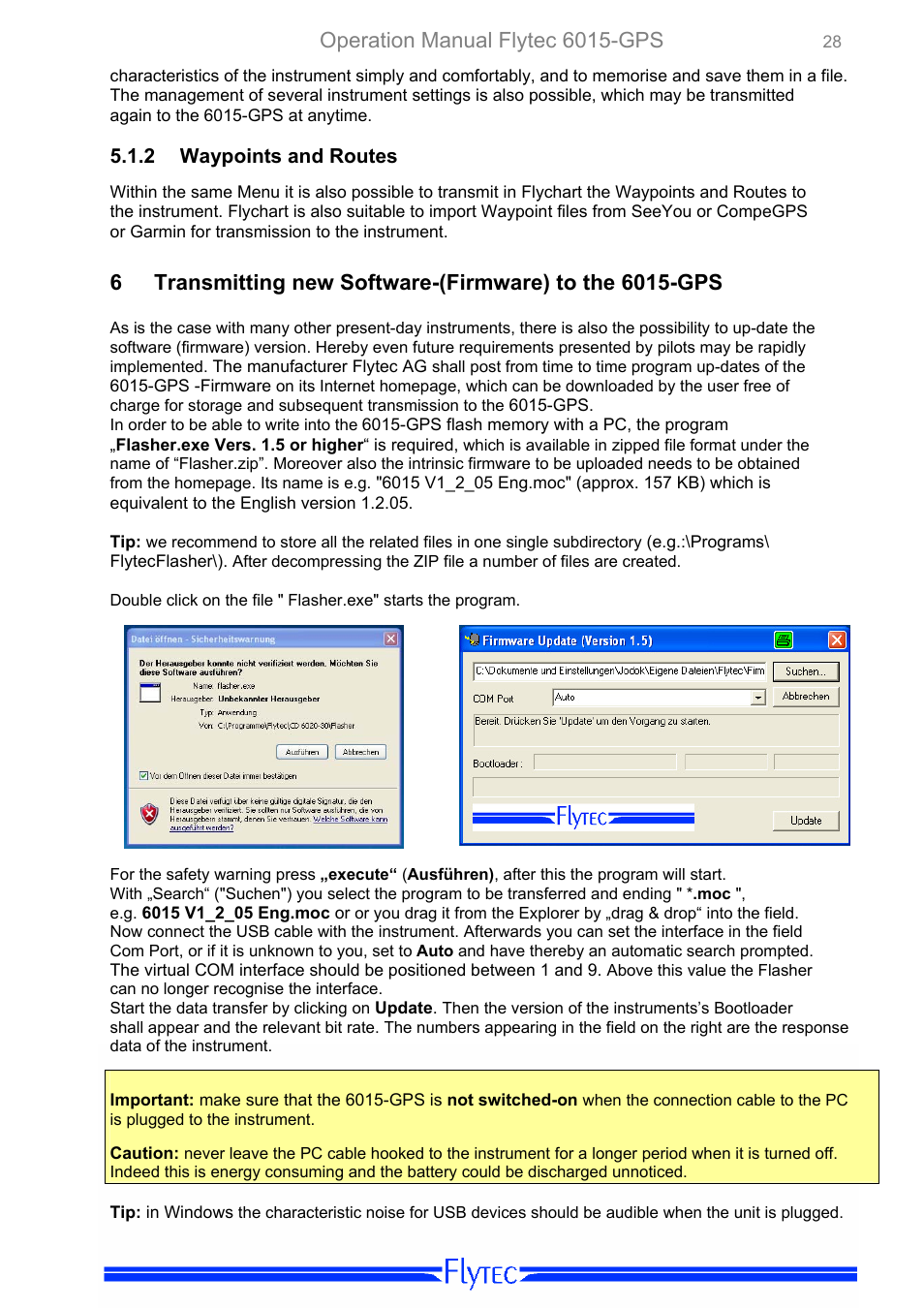 Waypoints and routes, Operation manual flytec 6015-gps | Flytec 6015 * User Manual | Page 30 / 36