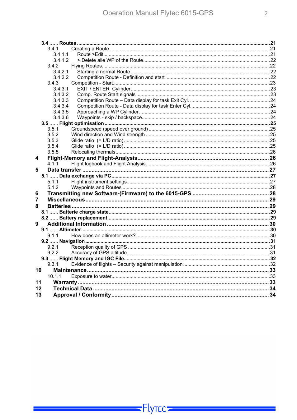 Operation manual flytec 6015-gps | Flytec 6015 * User Manual | Page 4 / 36