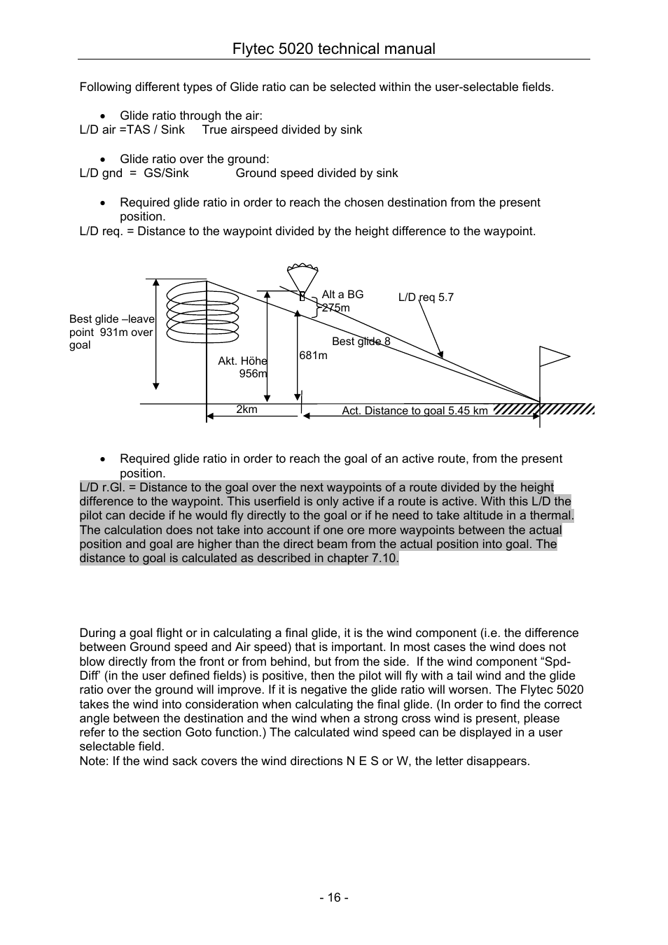 6 head, cross and tail winds; the wind component, Head, cross and tail winds; the wind component, Flytec 5020 technical manual | Flytec 5020 v1.18 * User Manual | Page 16 / 34