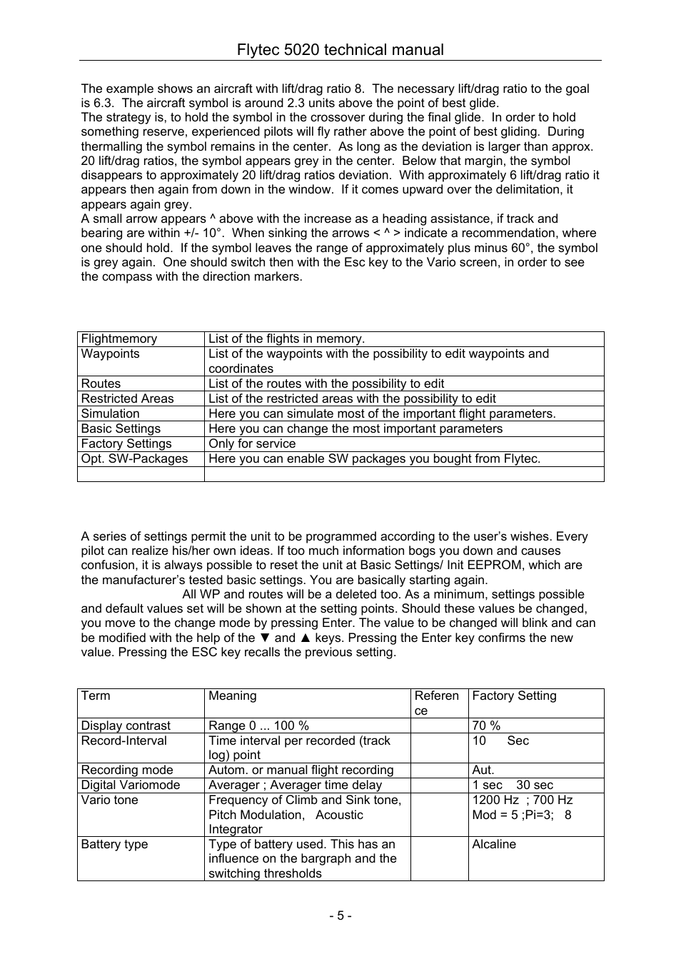 6 main setup menu, 7 basic settings, Flytec 5020 technical manual | Flytec 5020 v1.18 * User Manual | Page 5 / 34