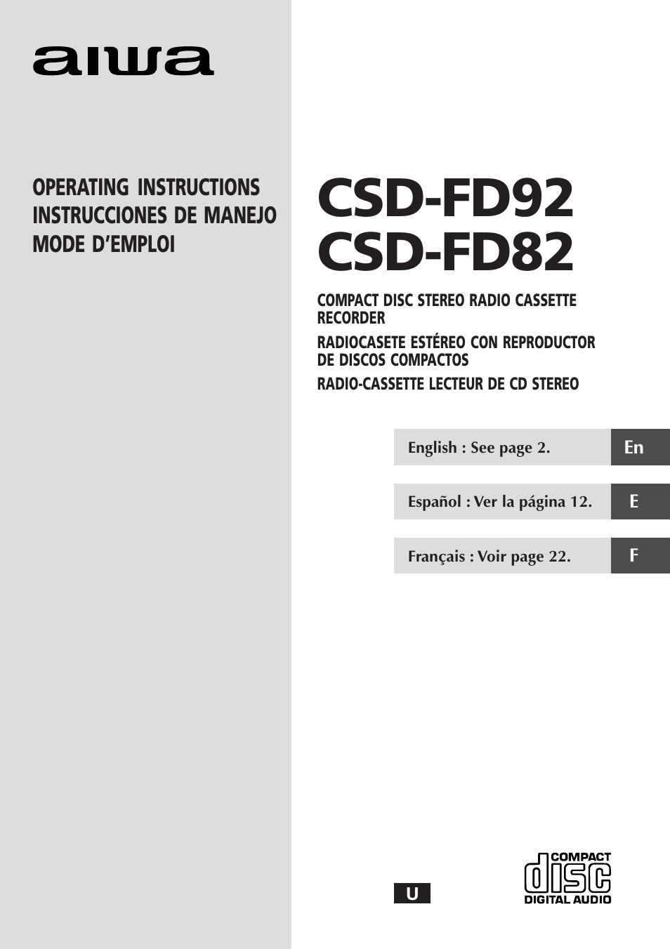 Aiwa CSD-FD82 User Manual | 12 pages