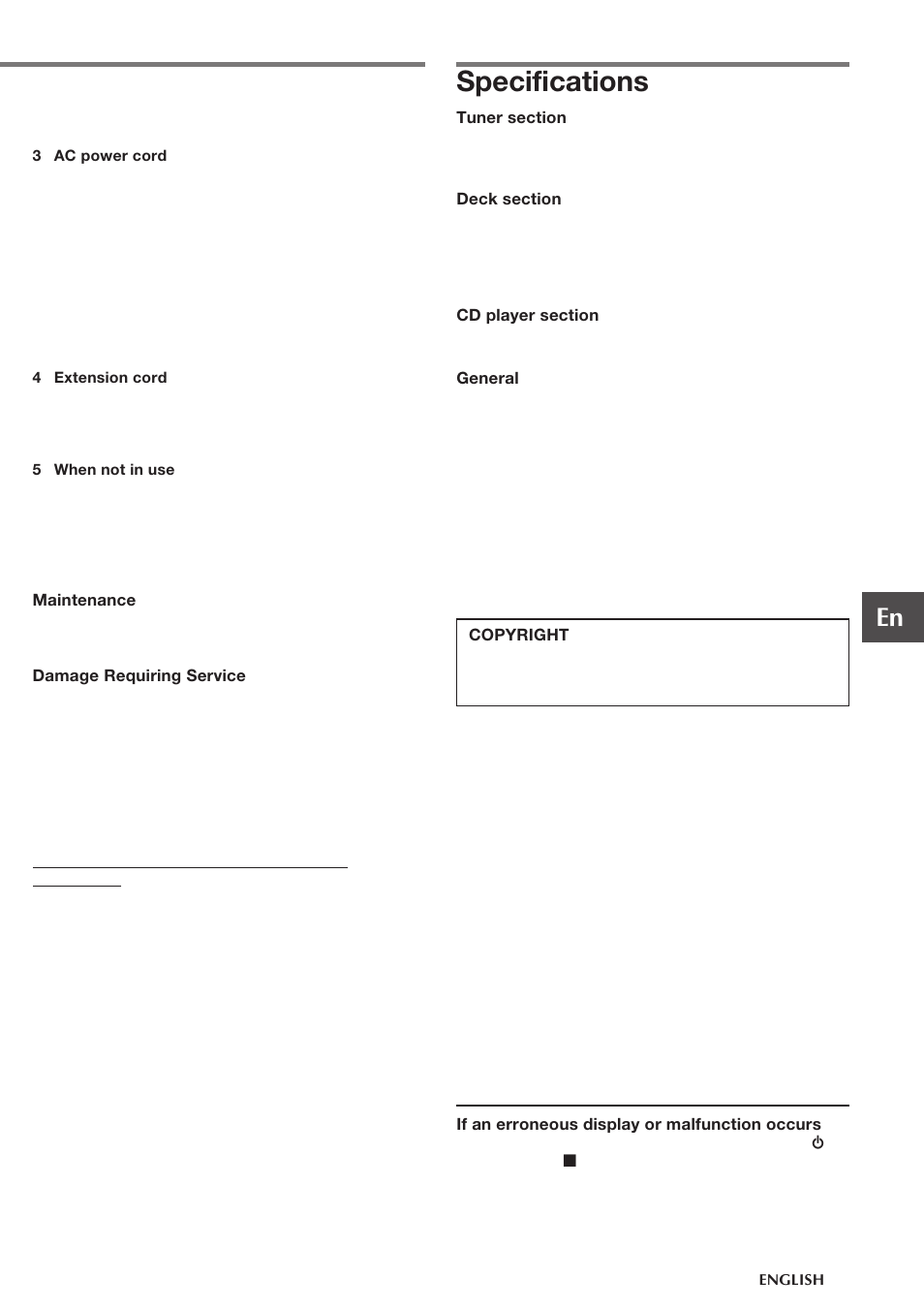 Specifications | Aiwa CSD-FD82 User Manual | Page 3 / 12