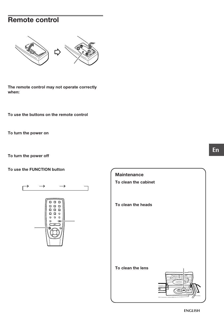 Remote control | Aiwa CSD-FD82 User Manual | Page 5 / 12