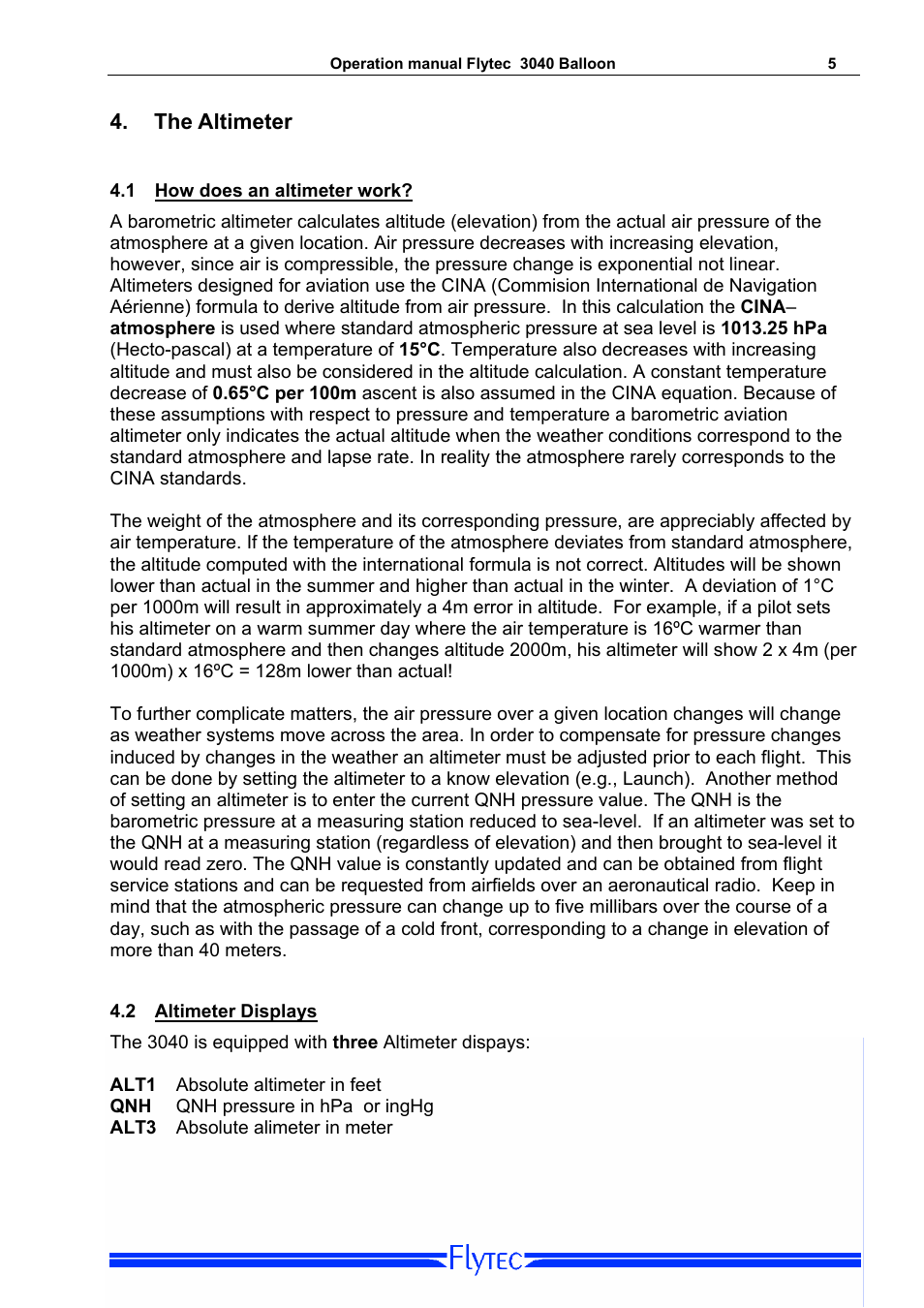 The altimeter, 1 how does an altimeter work, 2 altimeter displays | How does an altimeter work, Altimeter displays | Flytec 3040/TT34 * User Manual | Page 6 / 20