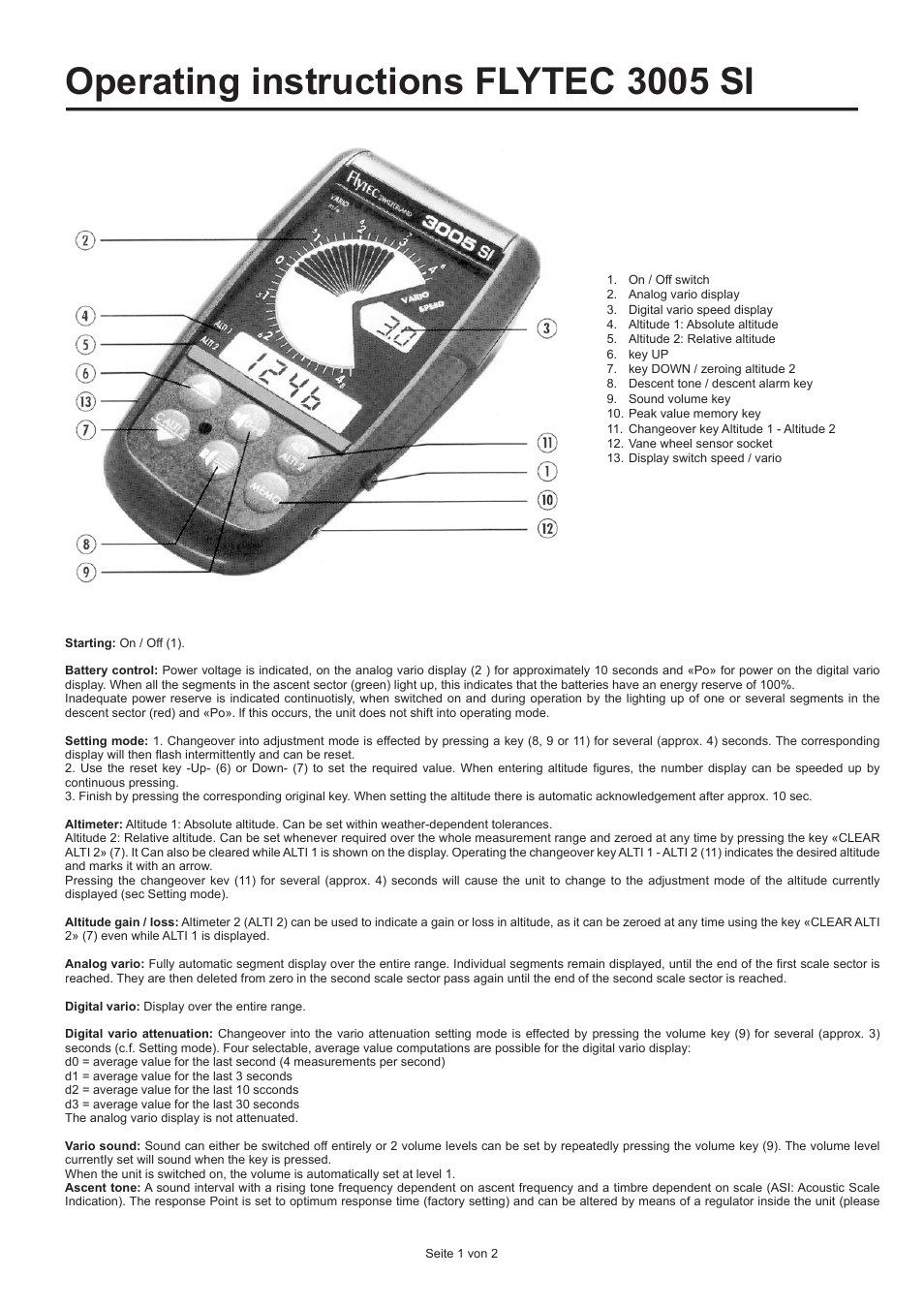 Flytec 3005 User Manual | 2 pages