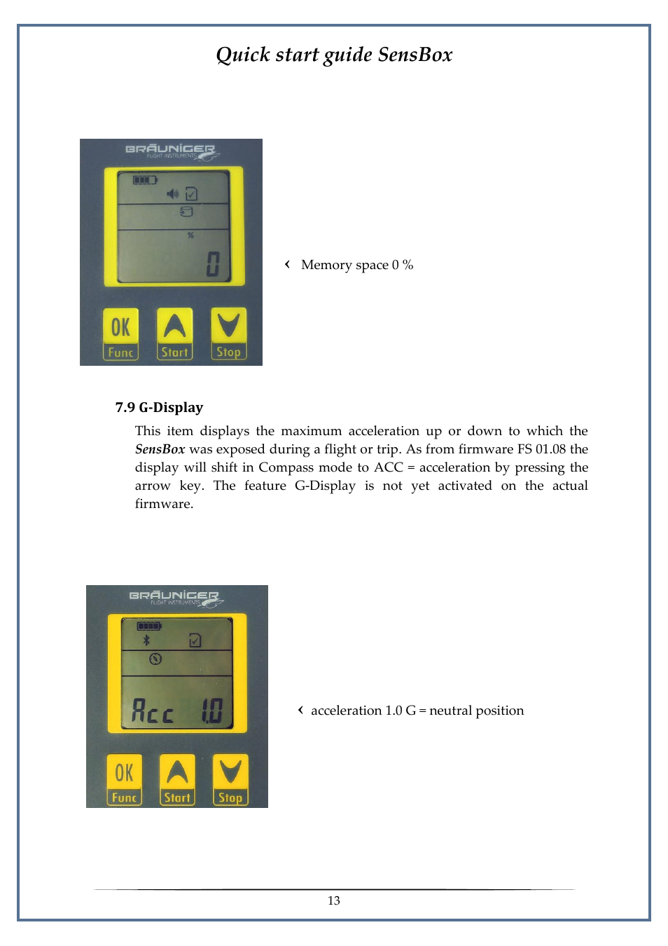 9 g-display, Quick start guide sensbox | Flytec SensBox User Manual | Page 13 / 17