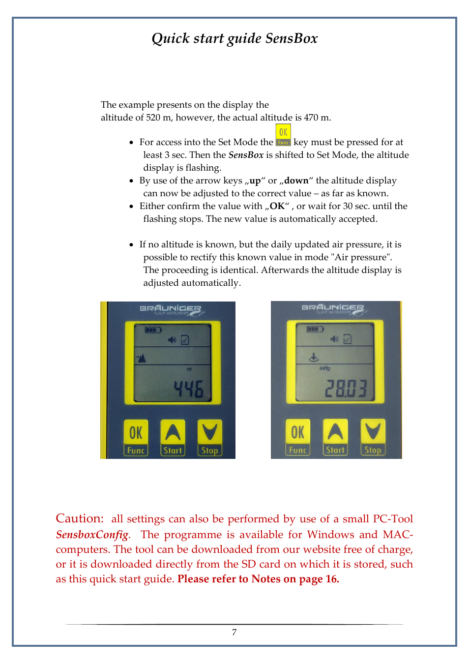 Quick start guide sensbox, Caution | Flytec SensBox User Manual | Page 7 / 17