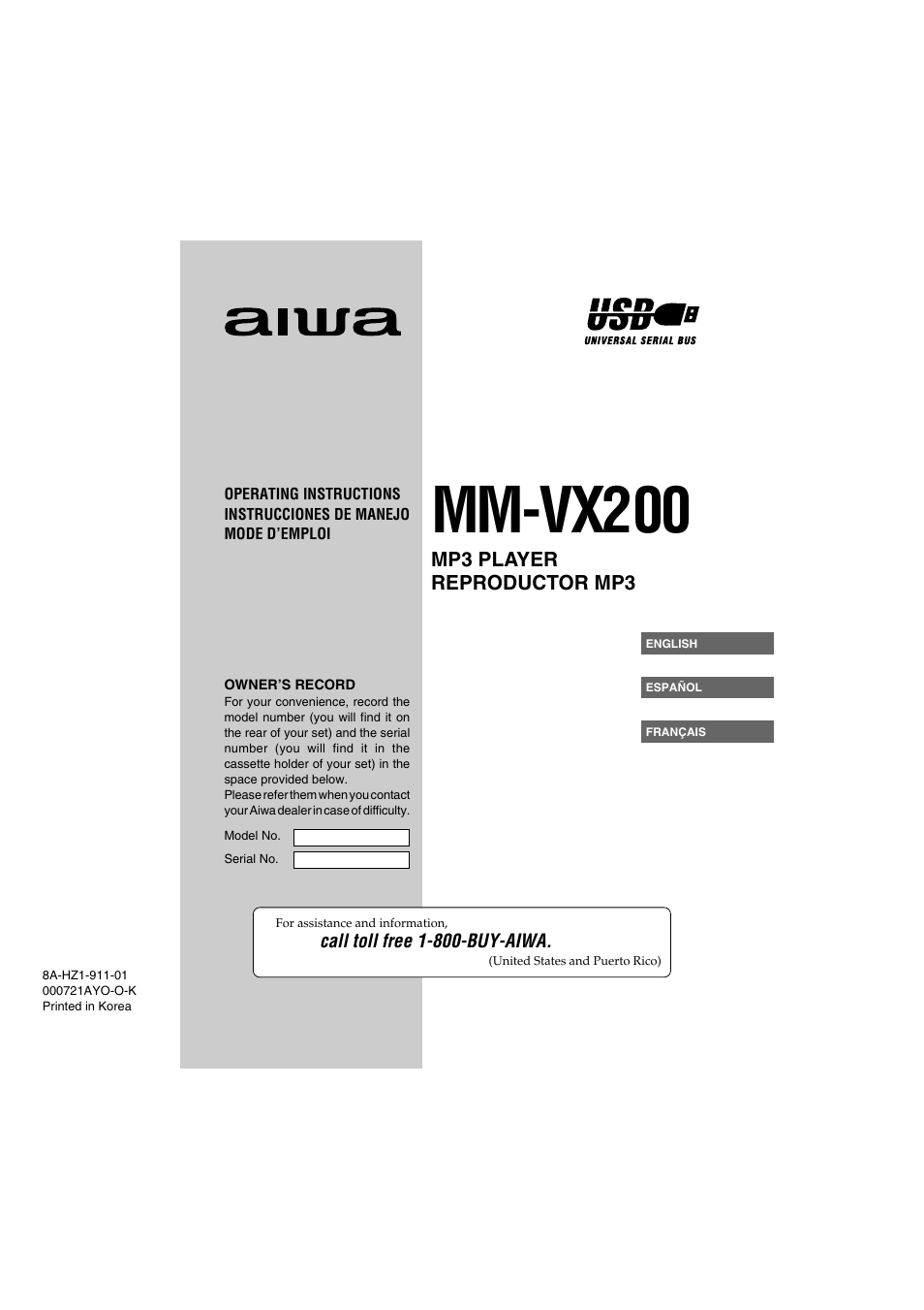 Aiwa MM-VX200 User Manual | 24 pages