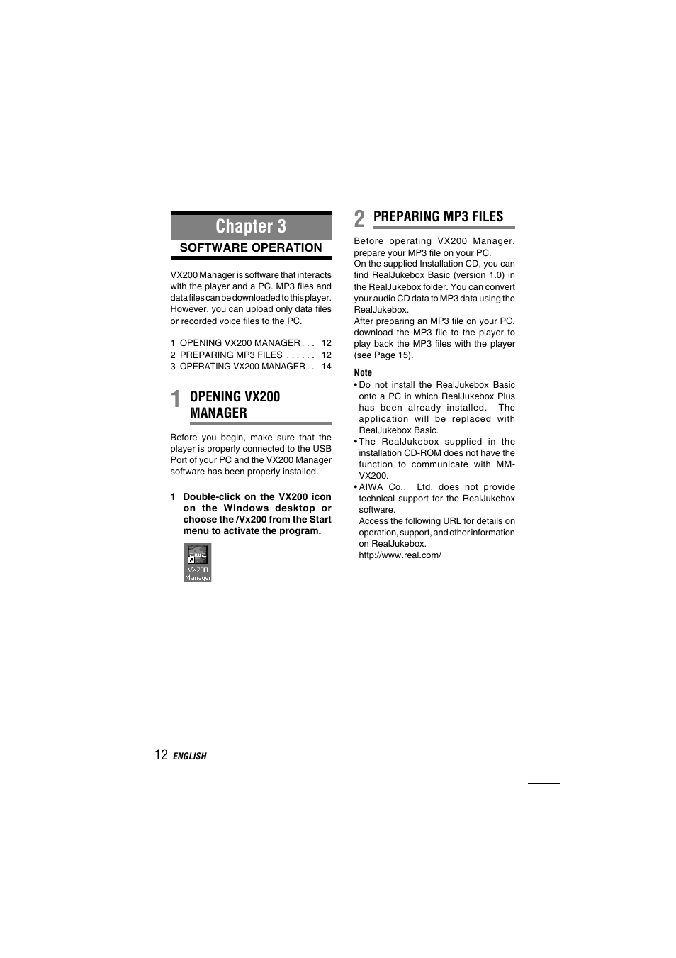 Chapter 3 | Aiwa MM-VX200 User Manual | Page 12 / 24