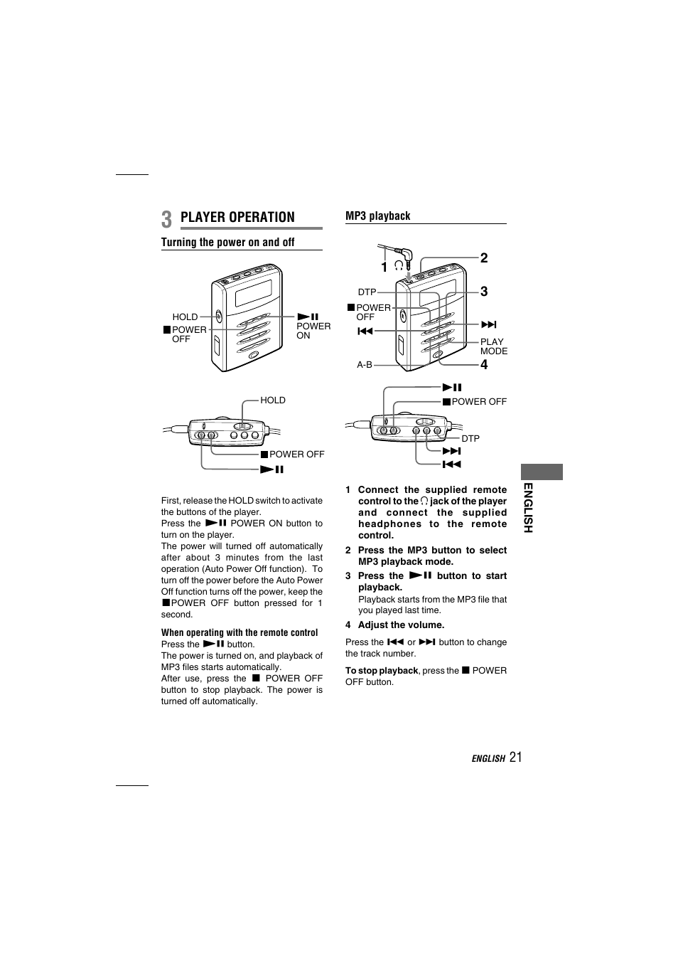 Player operation | Aiwa MM-VX200 User Manual | Page 21 / 24