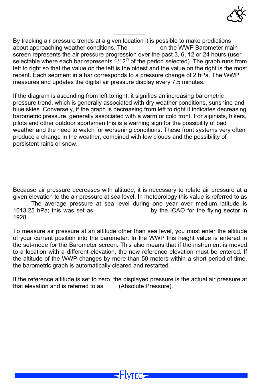 Barometer, Barometer pressure display qnh / qfe | Flytec Windwatch Pro User Manual | Page 8 / 28