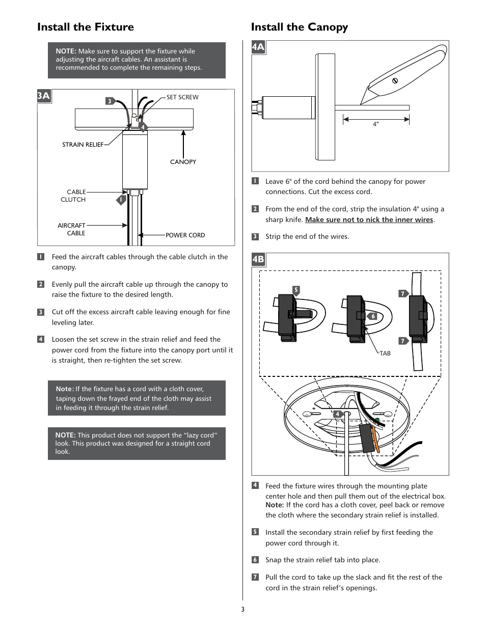 Install the fixture, Install the canopy, 4a 4b | LBL Lighting MEZZO GP User Manual | Page 3 / 4