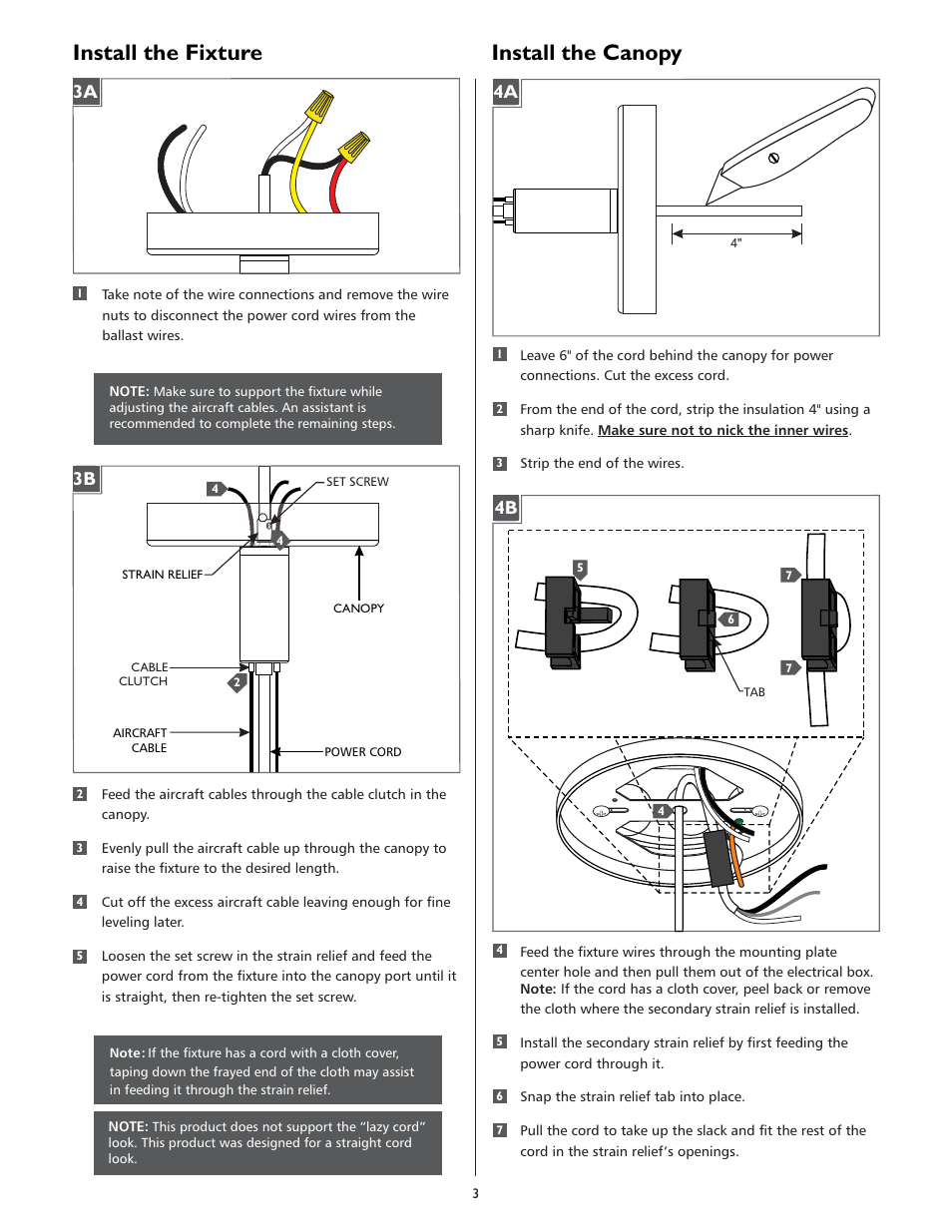 Install the fixture, Install the canopy, 4a 4b | LBL Lighting MEZZO GPCF User Manual | Page 3 / 4