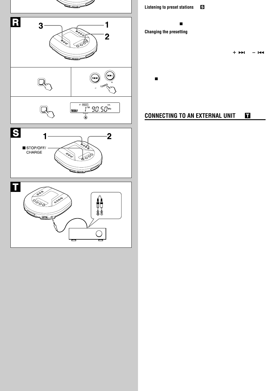 Connecting to an external unit → t | Aiwa XP-R120 User Manual | Page 8 / 8