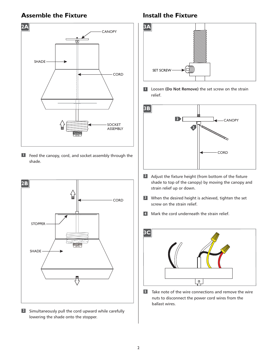 Assemble the fixture, Install the fixture | LBL Lighting MILO SCH User Manual | Page 2 / 4