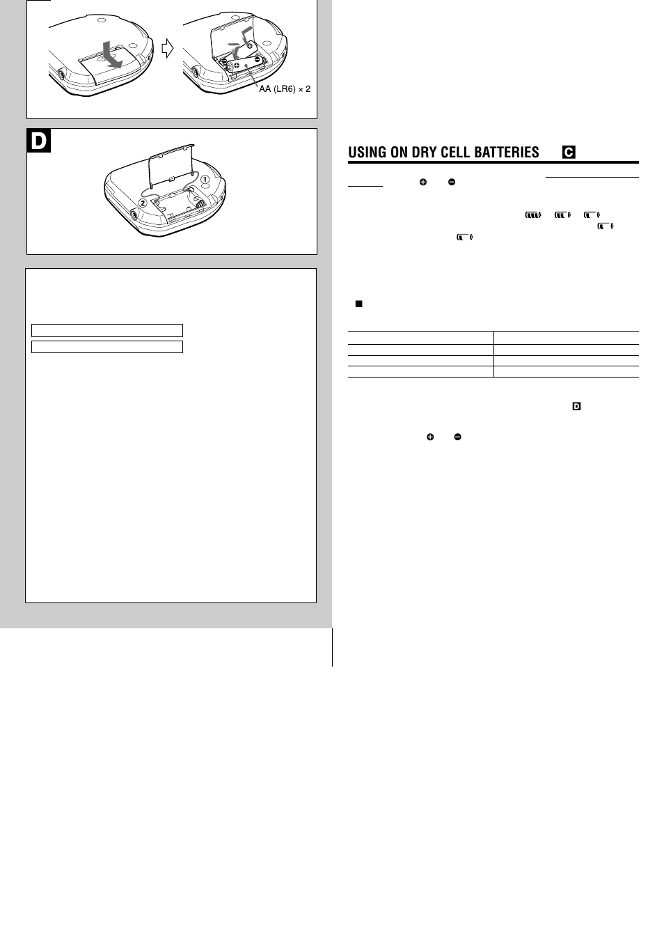 Using on dry cell batteries → c | Aiwa XP-R220 User Manual | Page 2 / 8