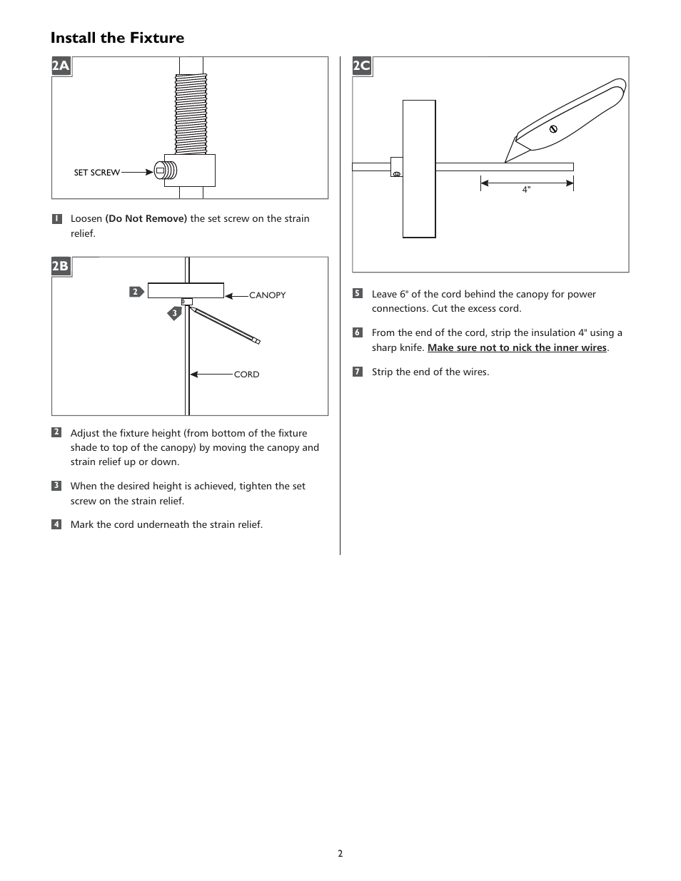 Install the fixture | LBL Lighting Tindra P User Manual | Page 2 / 4