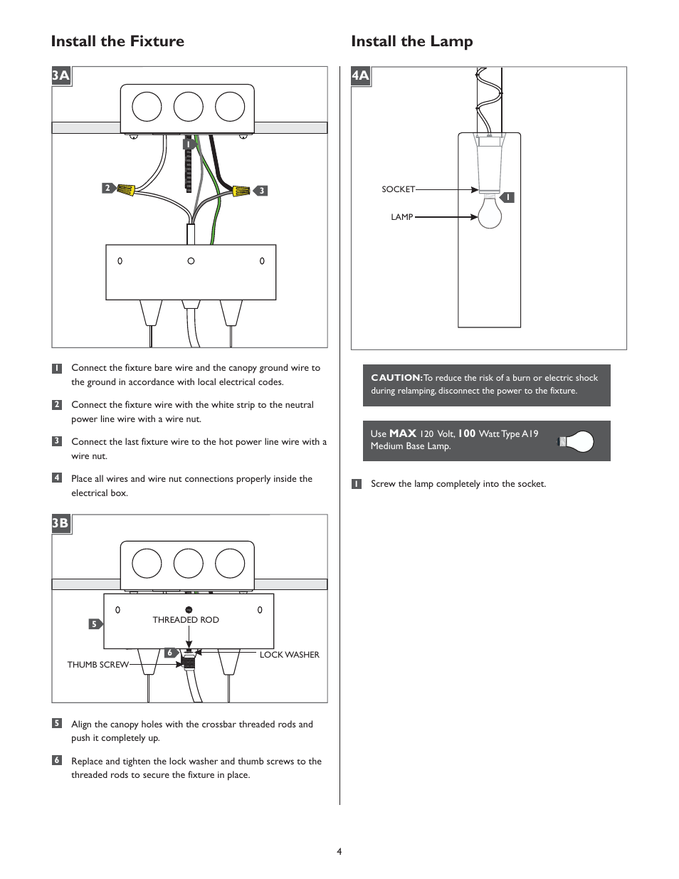 Install the lamp, Install the fixture | LBL Lighting Alaya SP User Manual | Page 4 / 4