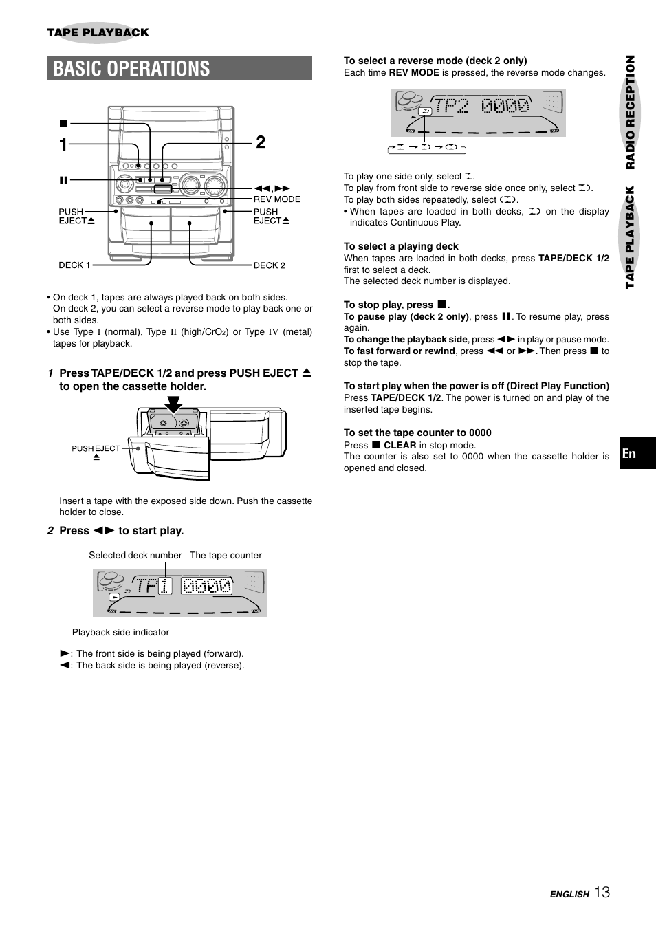 Basic operations | Aiwa CX-NHMT75 User Manual | Page 13 / 92