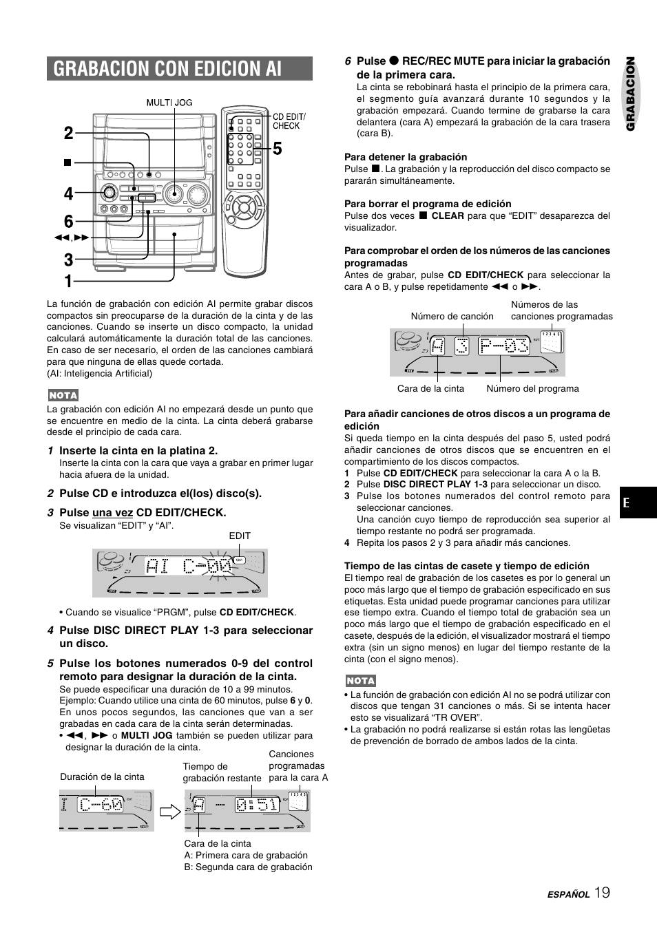 Grabacion con edicion ai | Aiwa CX-NHMT75 User Manual | Page 50 / 92