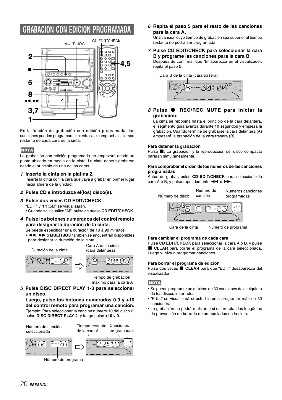 Grabacion con edicion programada | Aiwa CX-NHMT75 User Manual | Page 51 / 92