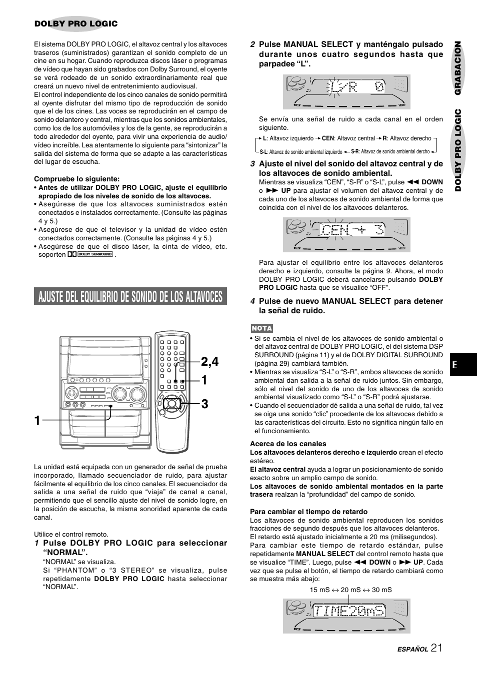 Ajuste del equilibrio de sonido de los altavoces | Aiwa CX-NHMT75 User Manual | Page 52 / 92