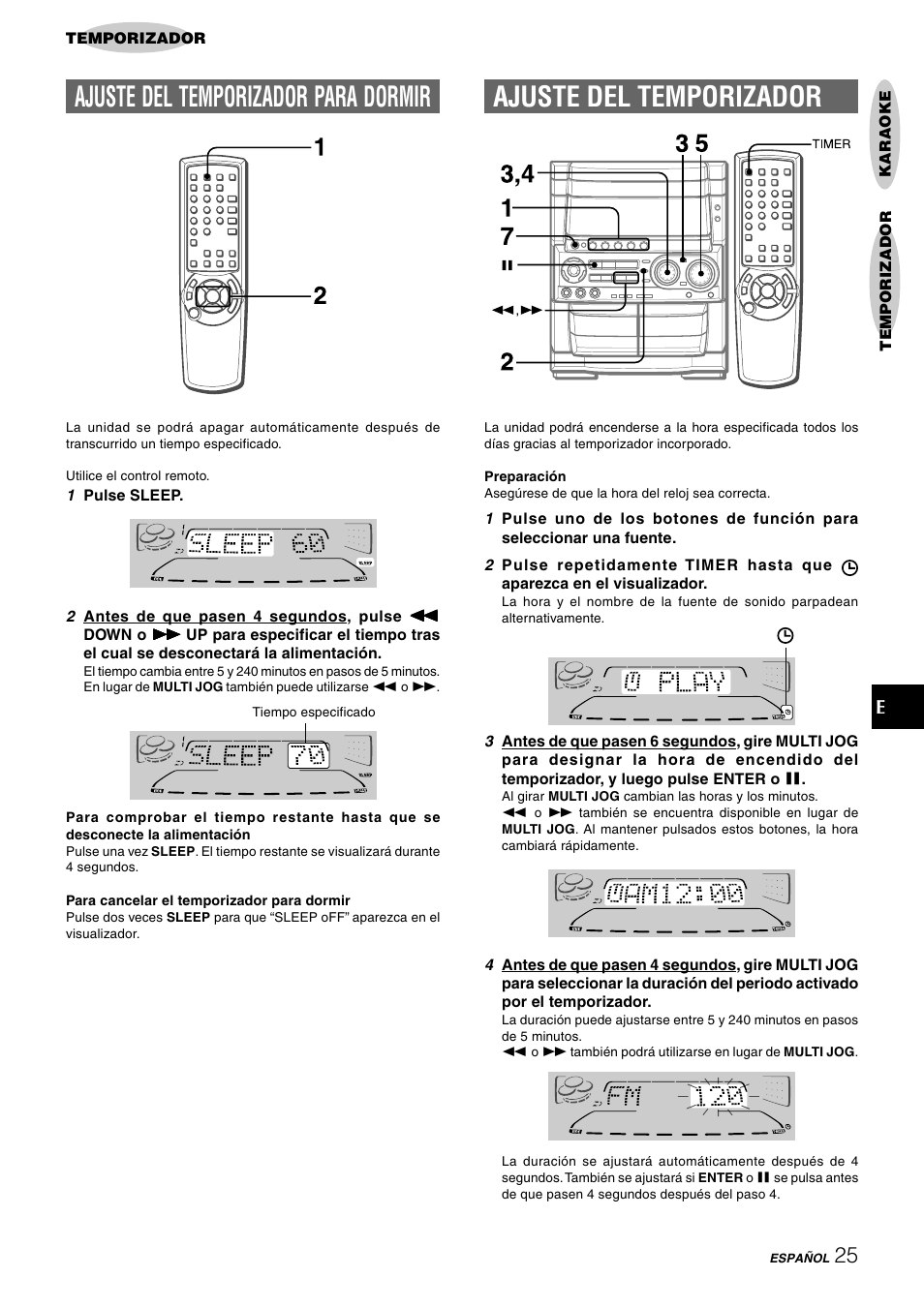 Ajuste del temporizador, Ajuste del temporizador para dormir | Aiwa CX-NHMT75 User Manual | Page 56 / 92