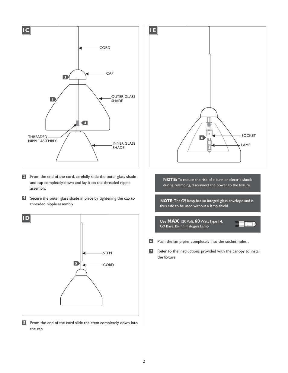 1e 1d | LBL Lighting Dome-S-I Grande SF User Manual | Page 2 / 4