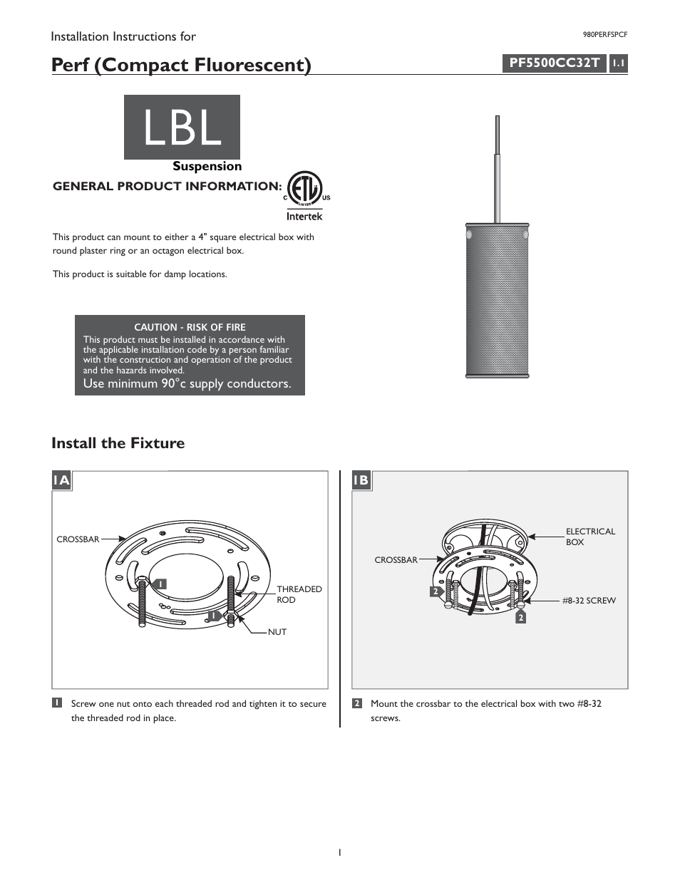 LBL Lighting Perf  SPCF User Manual | 4 pages
