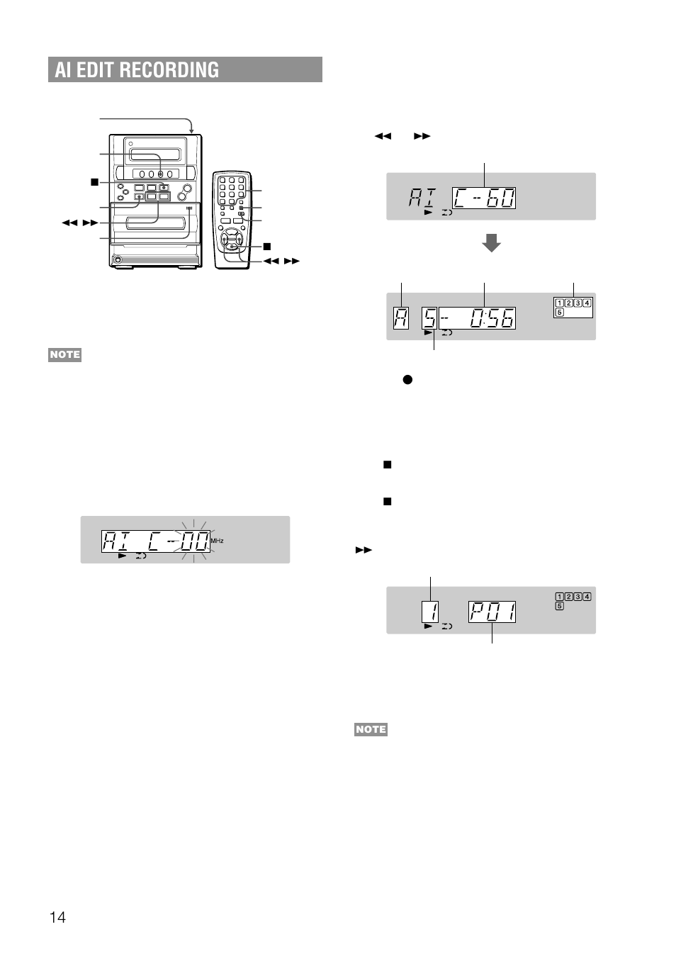 Ai edit recording | Aiwa LCX-357 User Manual | Page 14 / 62