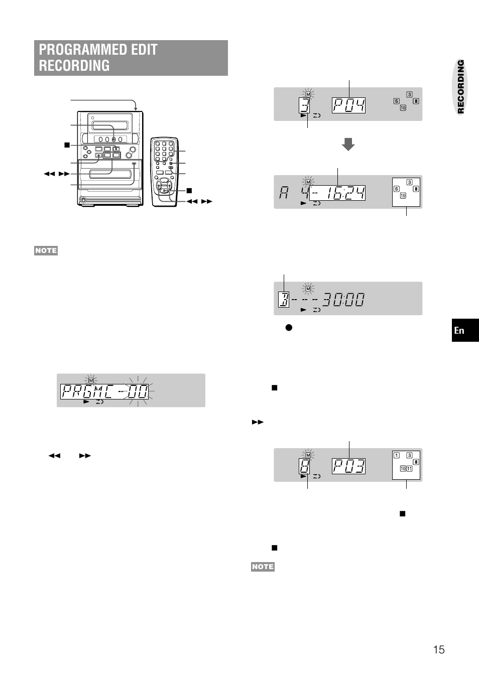 Programmed edit recording | Aiwa LCX-357 User Manual | Page 15 / 62