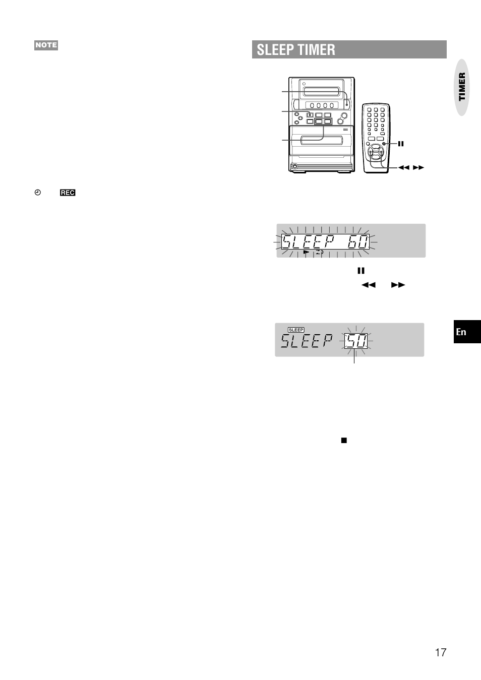 Sleep timer | Aiwa LCX-357 User Manual | Page 17 / 62