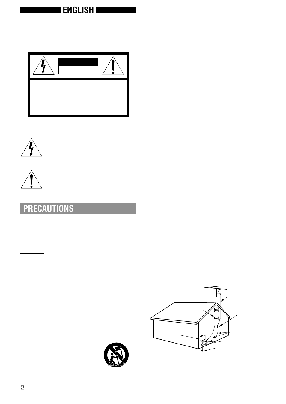 English, Precautions, Warning | Aiwa LCX-357 User Manual | Page 2 / 62