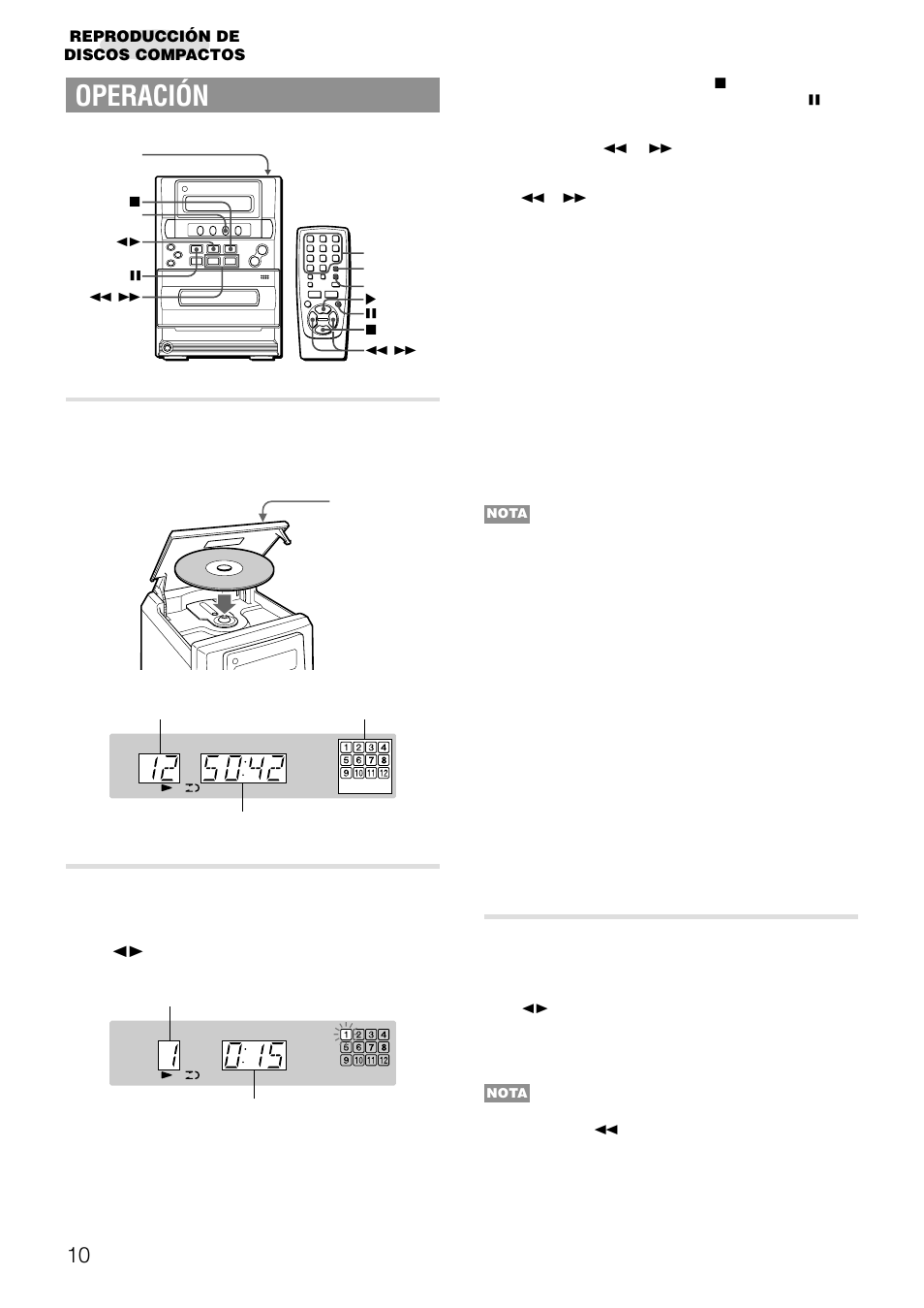Operación, Cómo cargar un disco, Reproducción de un disco | Reproducción aleatoria | Aiwa LCX-357 User Manual | Page 30 / 62