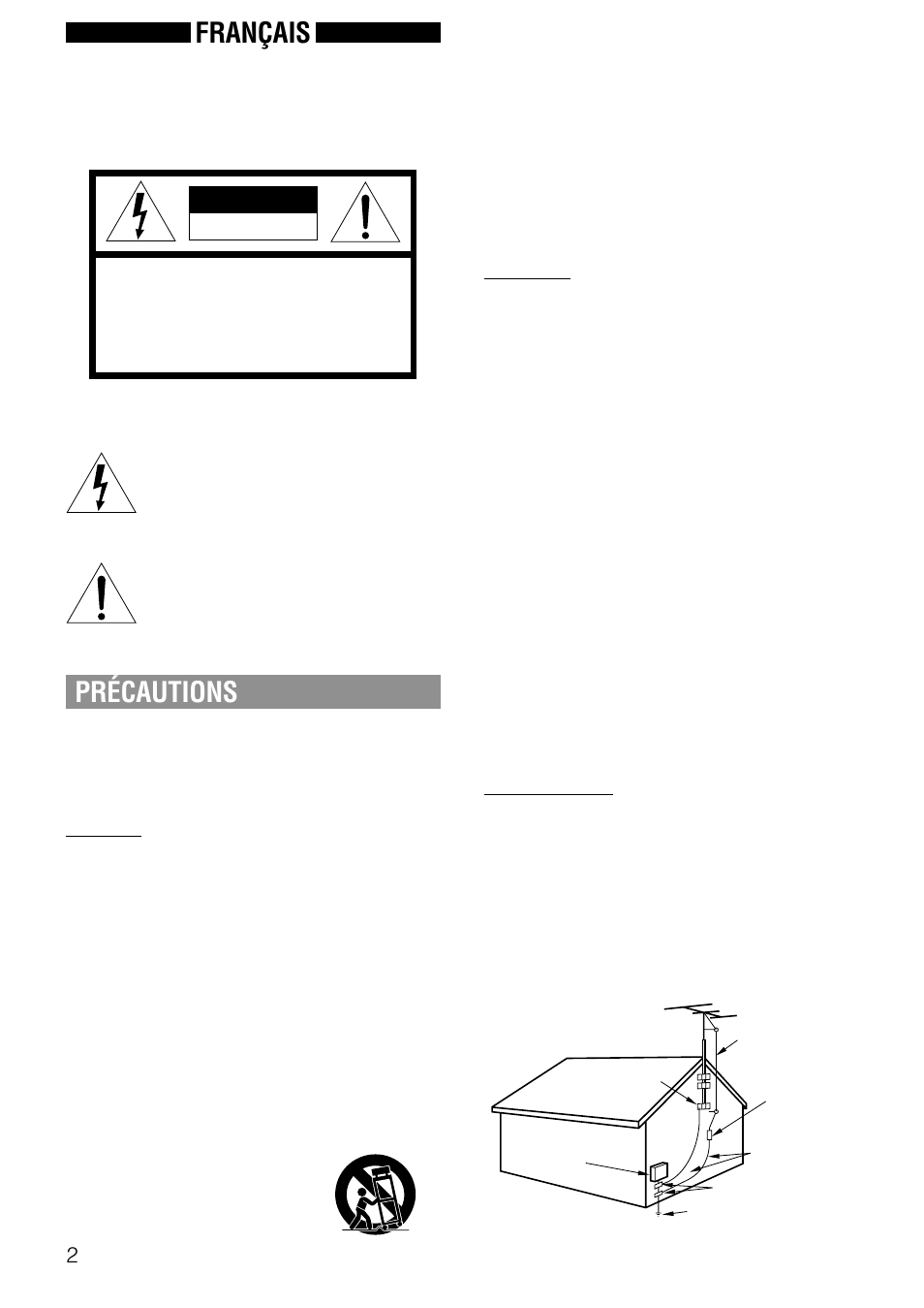 Français, Précautions, Avertissement | Aiwa LCX-357 User Manual | Page 42 / 62