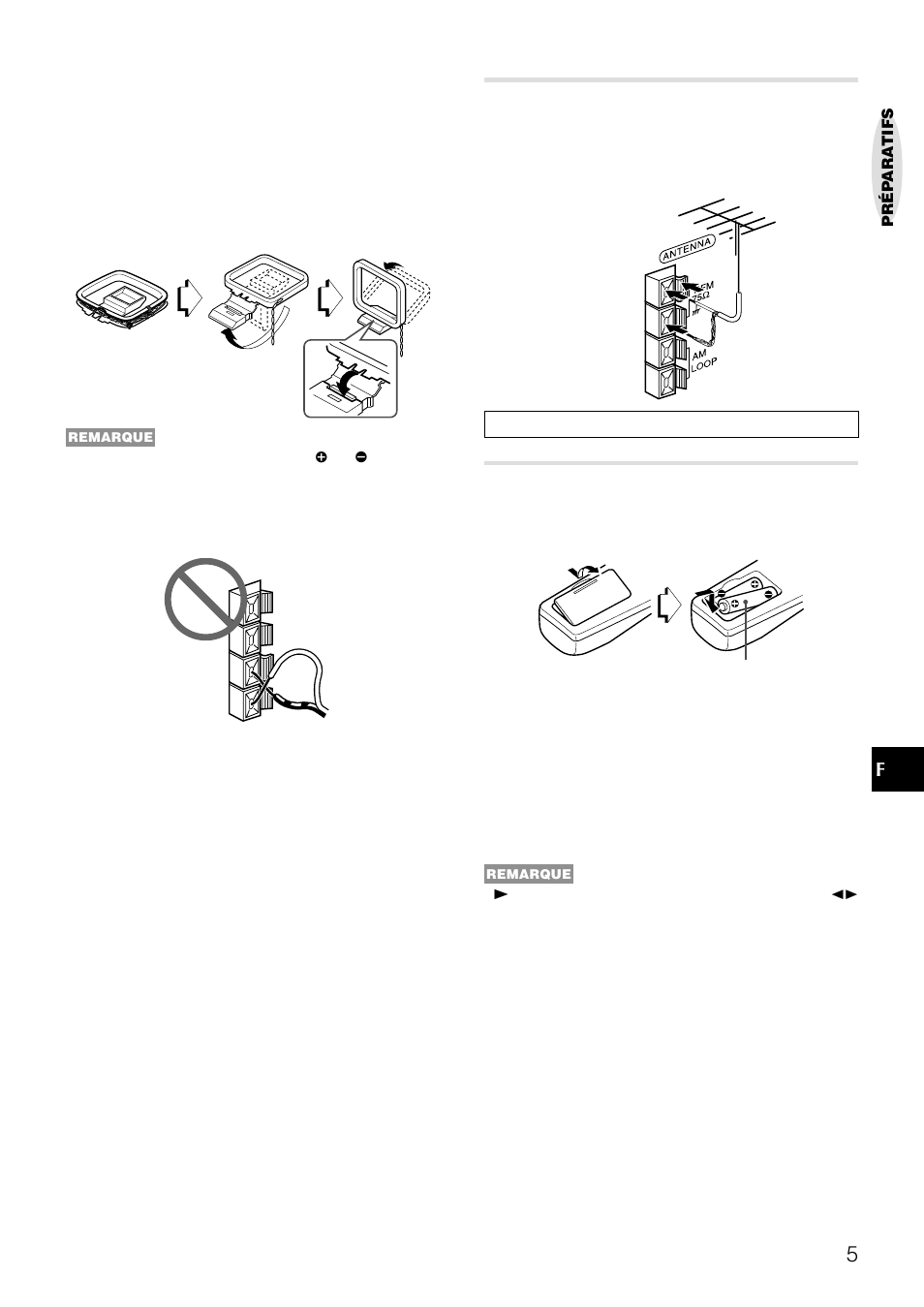 Raccordement d'une antenne extérieure, Télécommande | Aiwa LCX-357 User Manual | Page 45 / 62