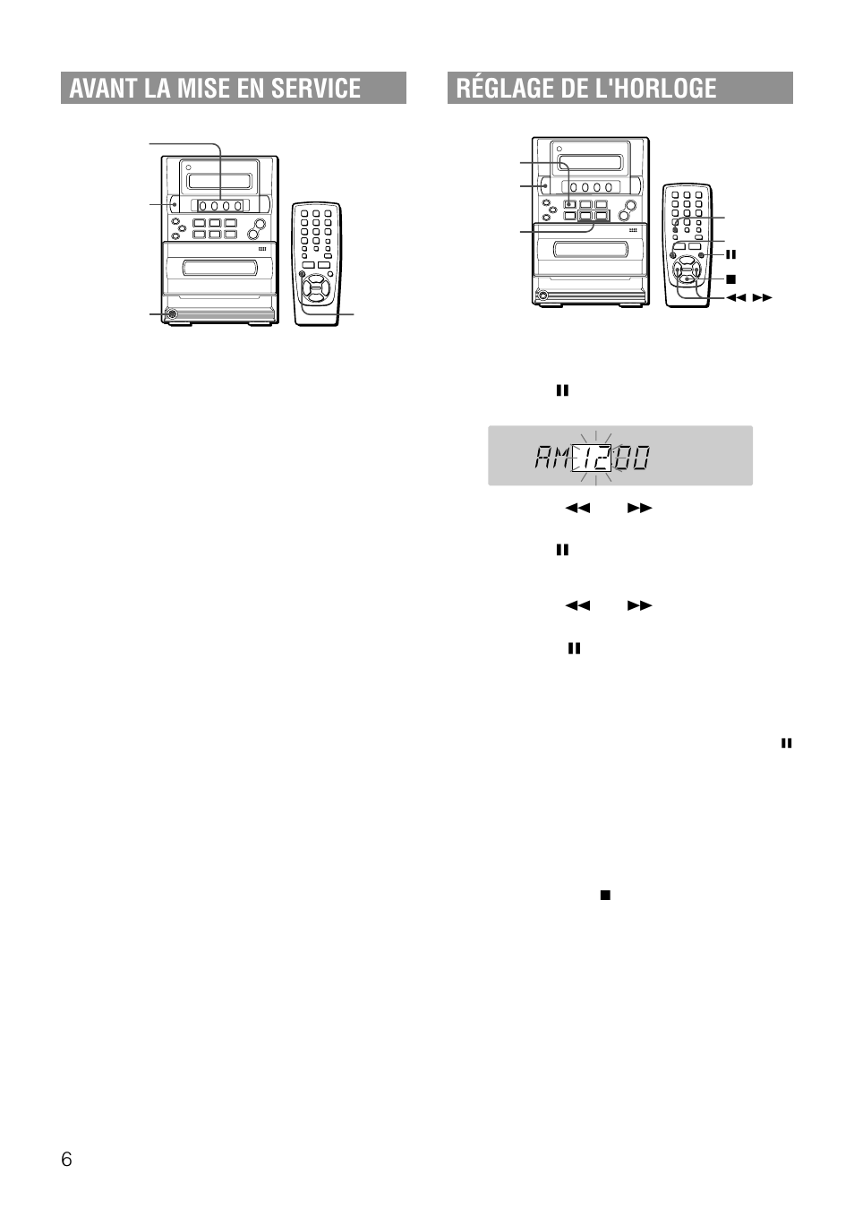 Avant la mise en service, Réglage de l'horloge | Aiwa LCX-357 User Manual | Page 46 / 62